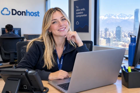 Integrante del equipo DonHost en la oficina de Santiago